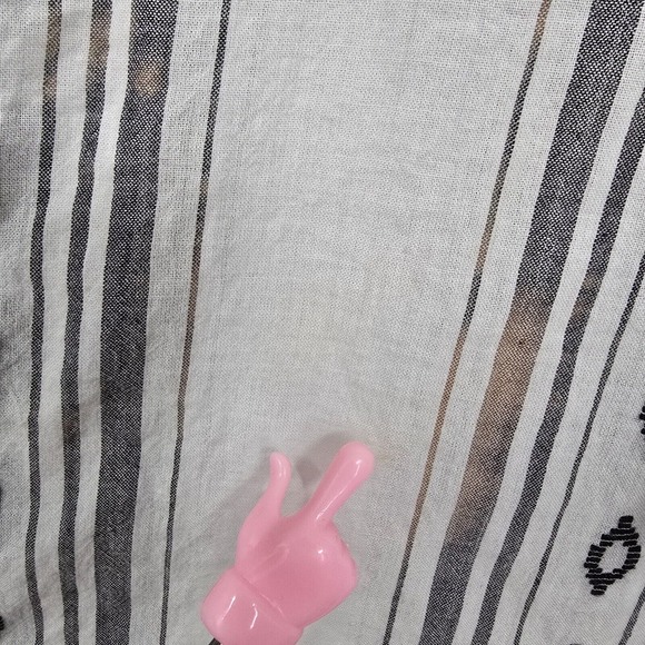 Roller Rabbit Top Womens S Gray White Tunic Tassel Long Sleeve Cotton Beach READ - Picture 6 of 15